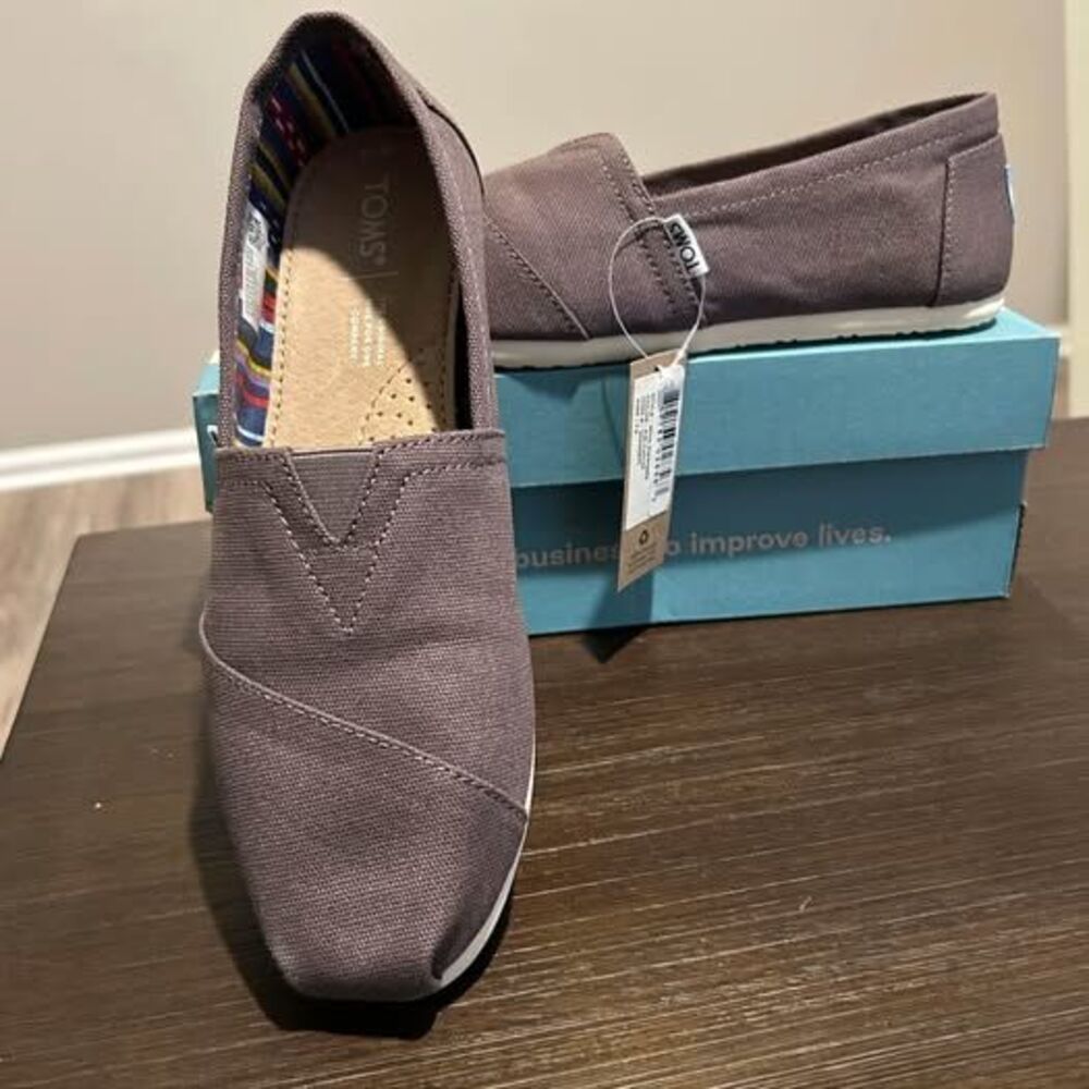 New NIB Womens Ladies Toms Alpargata Shoes Size 7.5 Ash Canvas Grey